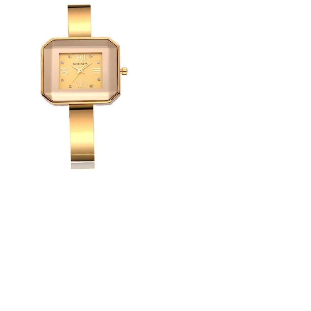Sousou Watch Large Square Face Crystals Roman Numerals
